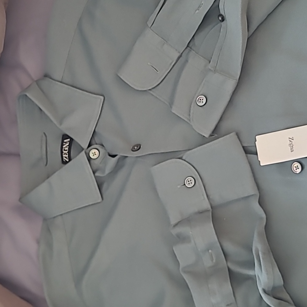 Mens casual long sleeve shirt ZEGNA brand (teal/green)